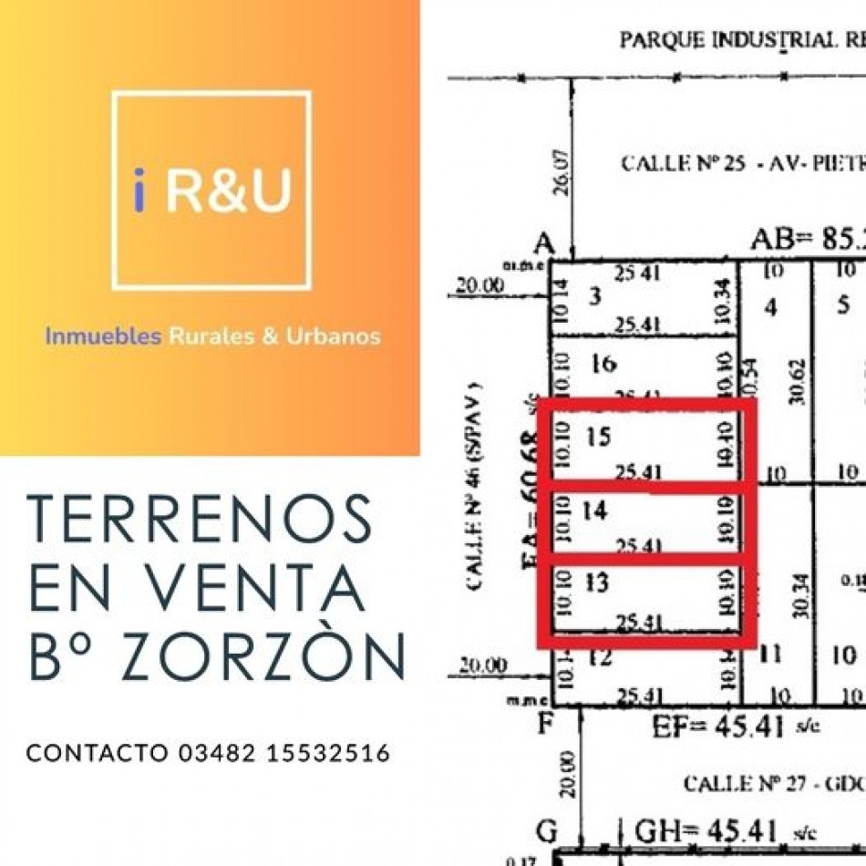 Terrenos en Venta: Barrio Zorzon #Reconquista